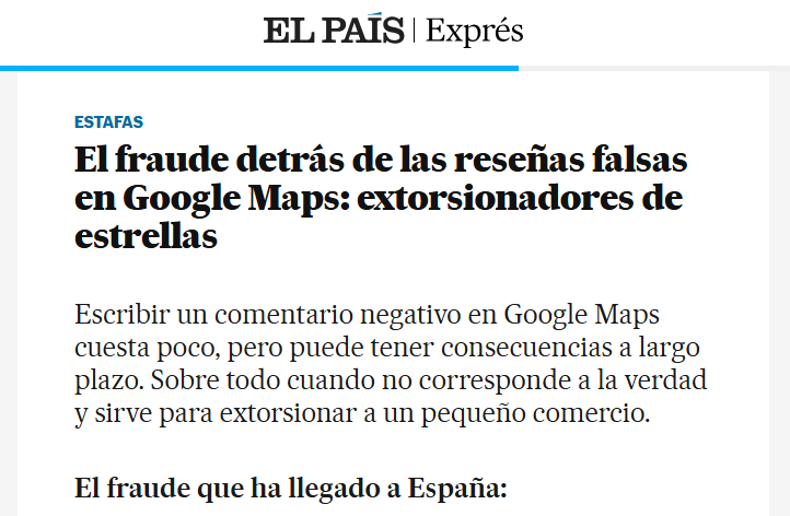 reseñas falsas en google maps afectado a los negocios locales