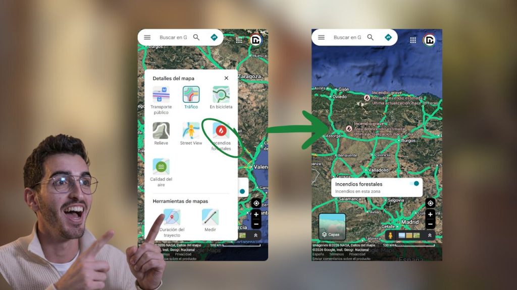 Incendios en Google Maps